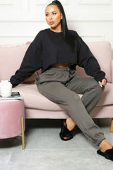 Dark Grey Cuffed Joggers - Lizzie