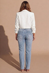 White Cropped Lightweight Blazer- Tenzy