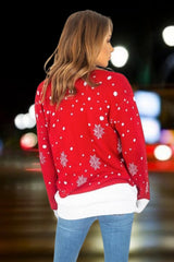 Red Festive Knit Reindeer Royale Christmas Jumper - Jiane