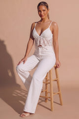 White Lace Handkerchief Hem Cami Top - Fynao