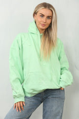 Mint Oversized Crucifix Cross Embroidered Hoodie - Ronisa