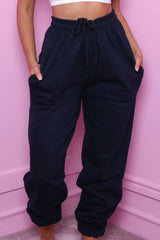 Navy Cuffed Joggers - Lizzie