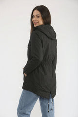 Black Lightweight Showerproof Hooded Mac Jacket - Vera