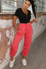 Coral Cuffed Joggers - Lizzie