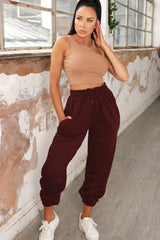 Wine Cuffed Joggers - Lizzie