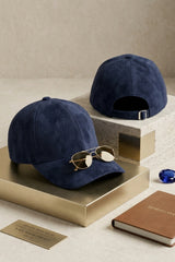 Navy Suede Look Baseball Cap  - Folly