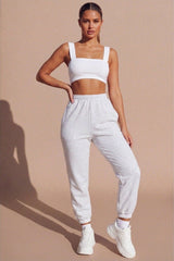 White Thick Strap Square Neck Crop Top - Mirelda