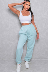 Light Blue Cuffed Joggers - Lizzie