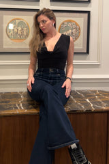 Black Ruched Cowl Neck Slinky Top - Zaira