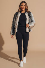 Cream Mixed Faux Fur Open Front Coat - Flox
