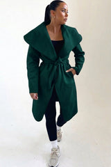 Emerald Waterfall Duster Belted Long Coat- Pola