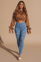 Blue Mid Distressed High Waisted Skinny Jeans – Brooke