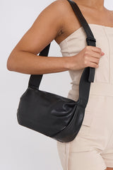Black Top Zip Closure Crossbody Bag - Parker