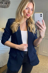 Navy Long Sleeve Pocket Blazer - Tenely