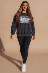 Charcoal Acid Wash London Graphic Oversized Sweatshirt - Eyecon