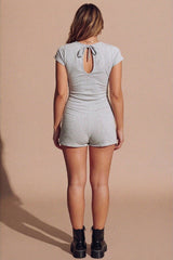 Grey Keyhole Back Cap Sleeve Playsuit - Della
