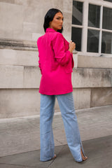 Pink Long Sleeve Pocket Blazer - Tenely