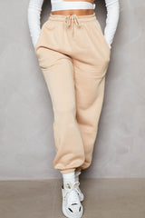 Stone Oversized High Waisted Shirred Drawstring Pocket Detail Cuffed Joggers - Samira