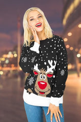 Black Festive Knit Reindeer Royale Christmas Jumper - Jiane