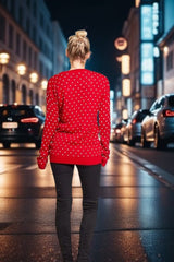 Red Polka Dot Reindeer Pom Pom Christmas Knit Jumper- Kinnse