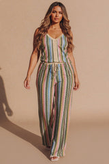 Green Zig Zag Top And Wide Leg Trouser Co-Ord- Yuna