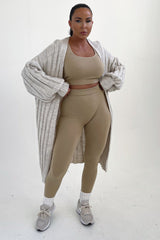 Stone Long Sleeve Ribbed Midi Cardigan - Ivy