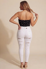 Black Floral Corset Sculpted Fit Top -Donya