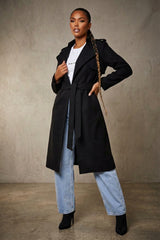 Black Waterfall Belted Longline Coat – Jaceque