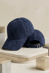 Navy Suede Look Baseball Cap  - Folly