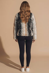 Cream Mixed Faux Fur Open Front Coat - Flox