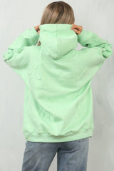 Mint Oversized Crucifix Cross Embroidered Hoodie - Ronisa