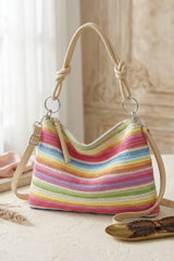 Multi Colour Stripe Crochet Shoulder & Crossbody Bag  - Zonya