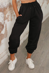 Black Cuffed Joggers - Lizzie