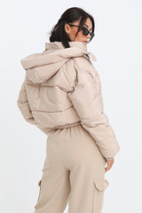 Stone Cropped Padded Long Sleeve Zip Front Shower Proof Jacket - Harper