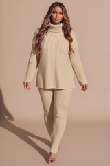 Stone Oversized High Neck Jumper Co-Ord - Aionna