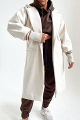 Cream Longline Cuffed Sleeve Waterfall Coat - Drea