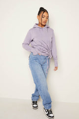 Mauve Fleece Oversized Long Sleeve Ruched Front Hoodie - Lana