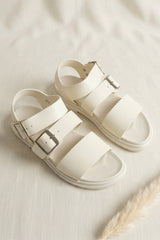 White Buckle Strap Gladiator Sandals - Estrella