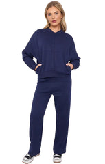 Navy Bomber Sweatshirt With Straight Leg Jogger-Diana