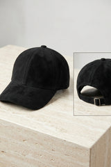 Black Suede Look Baseball Cap  - Folly
