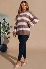 Pink & White Striped Oversized Knitted Jumper – Saffie