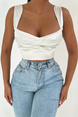 Cream Ruched Sweetheart Style Top - Kourt