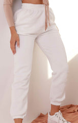 White Cuffed Casual Joggers - Paityn
