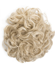 Caramel Blonde Synthetic Drawstring And Clip Wavy Scrunchie Bun - Everly