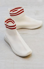 White Chunky Sole High Runner Sock Trainers - Vera