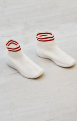 White Chunky Sole High Runner Sock Trainers - Vera