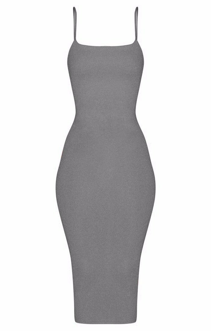 grey strappy bodycon dress Uniq/ Forever 21 Grey Strappy Crushed Velvet Midi Bodycon Dress, Sm
