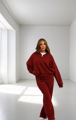 Wine Bomber Sweatshirt With Straight Leg Jogger-Diana