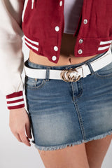 White CC Gold Buckle PU Belt - Haydan