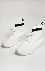 White Lace Up Sock Trainers - Mira